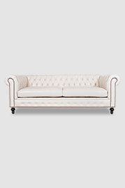 96 Higgins Chesterfield sofa in Mont Blanc Ivory leather