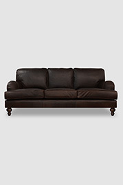 Blythe pillow back English roll arm sofa in Berkshire Bourbon brown leather