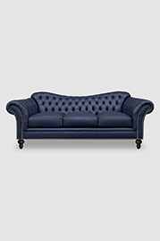 Watson sofa in Angelina Batik 6305 blue leather with nail head trim