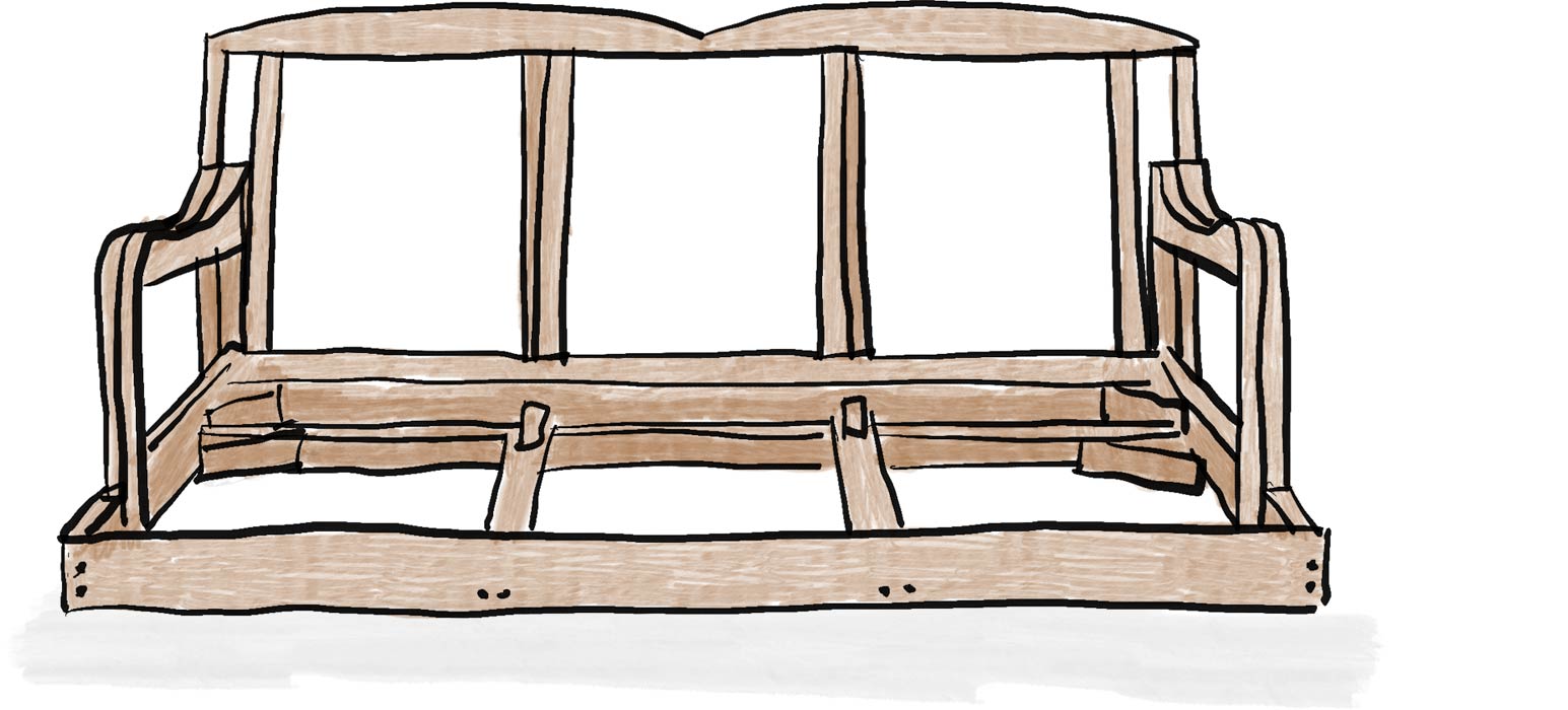 Illustration of sofa frame