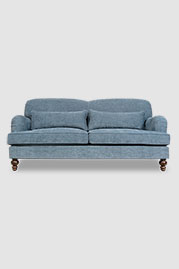 80 Basel English rollarm sofa in Chrystie Shipwreck performance fabric with lumbar pillows