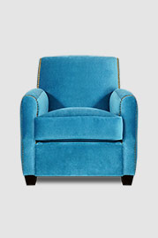 Howdy armchair in Como Cyan blue velvet