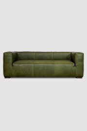 92 Johnny sofa in Run Wyld Gitty Up Green performance leather with standard seams