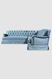 113x86 Alfie sectional with skirt in Bruges Wedgewood blue velvet