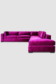 Chad L bumper sectional in Prince Victoria velvet