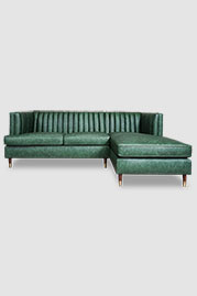 95 Erica sofa+chaise in Cheyenne Fresh Cut green performance leather