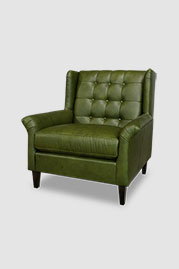 Pops armchair in Run Wyld Gitty Up Green leather