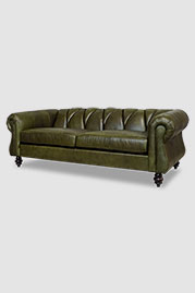 Alejandro tufted sofa in Cortina Conifer 3050 green leather