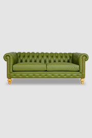 80 Boo Chesterfield sofa in Angelina Parsley 7284 green leather