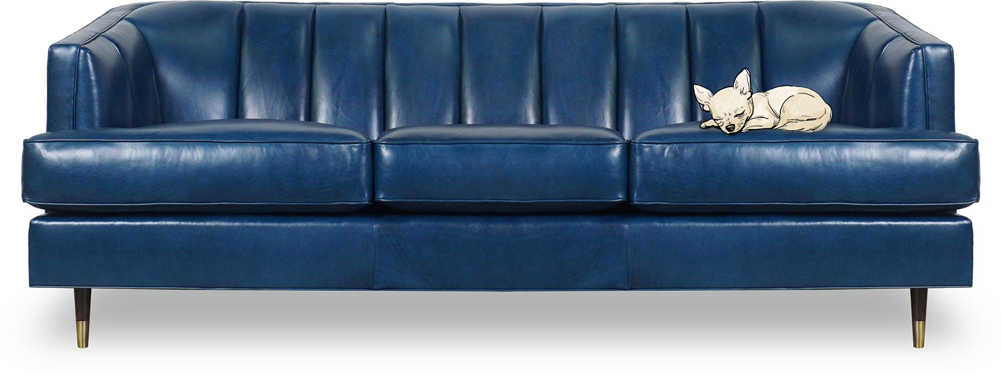 88 Cypress sofa in Bellissimo Nilo blue leather