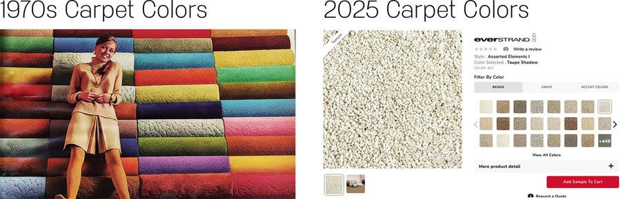 Change in colors of carpet