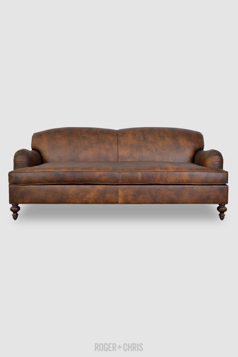 Rolled arm shop leather sofa