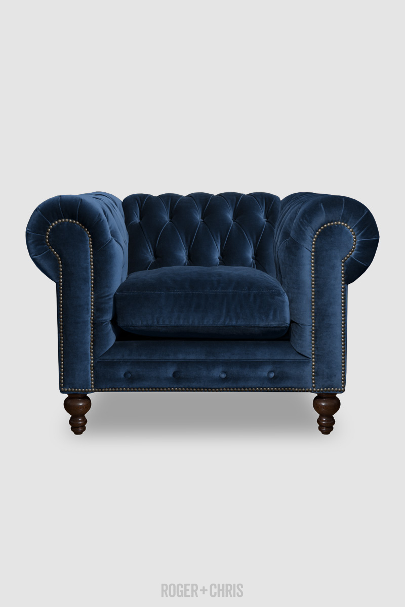 Chesterfield chair online blue