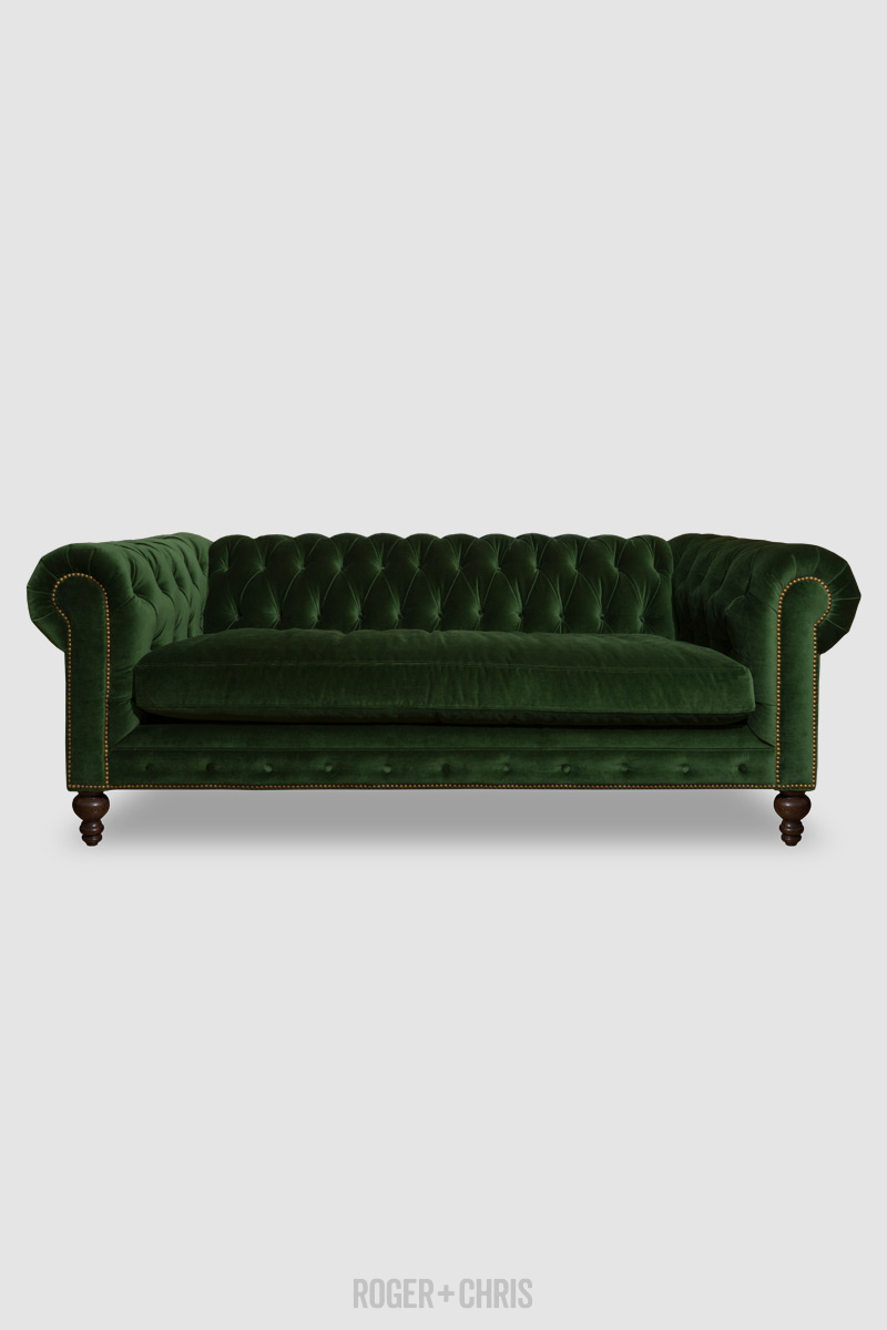 Chesterfield green velvet deals sofa