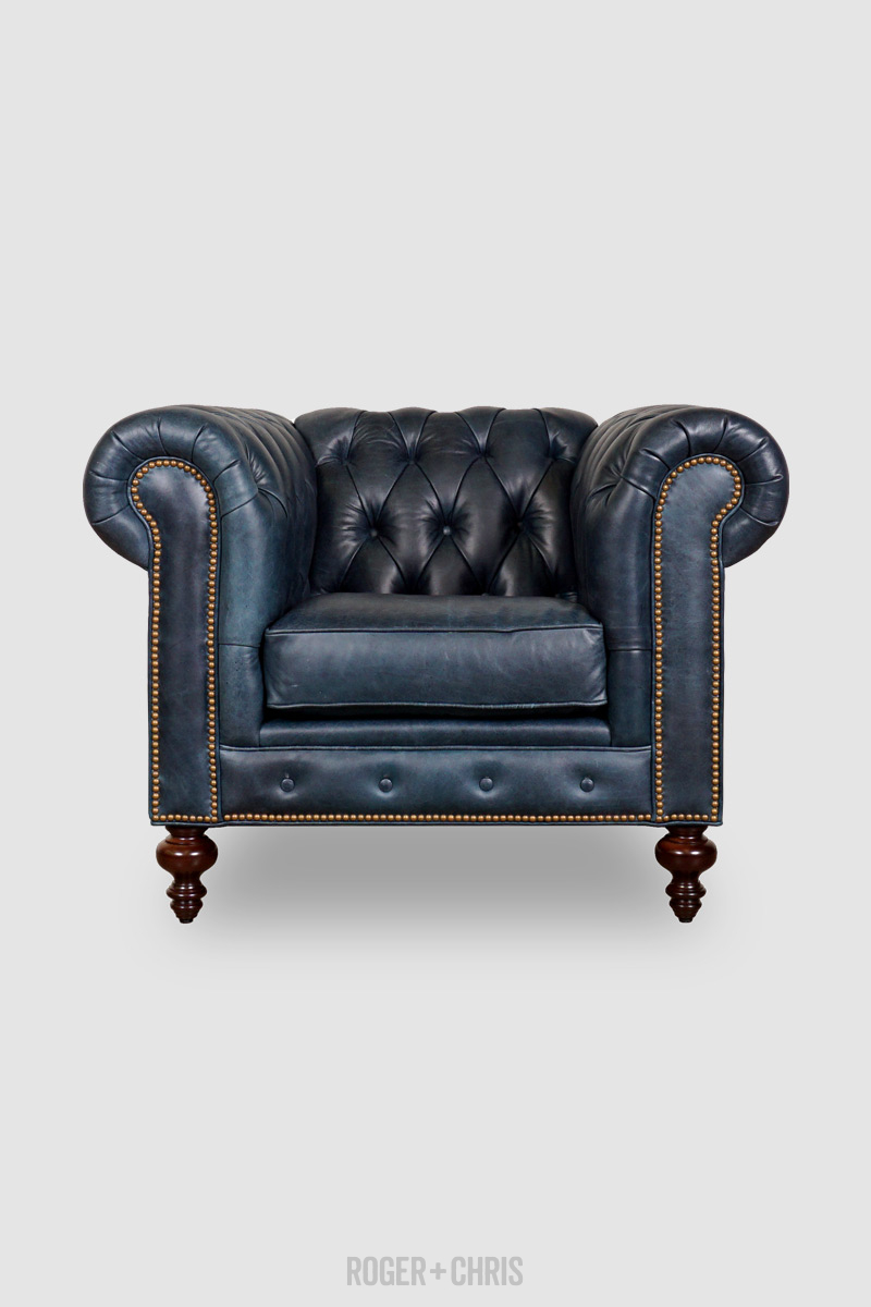 Blue on sale chesterfield armchair