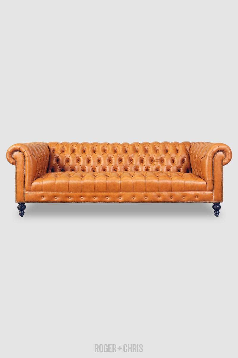 96 Higgins Chesterfield sofa in No Regrets Pure Cognac