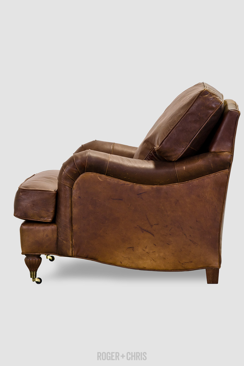 Rolled arm best sale leather chair