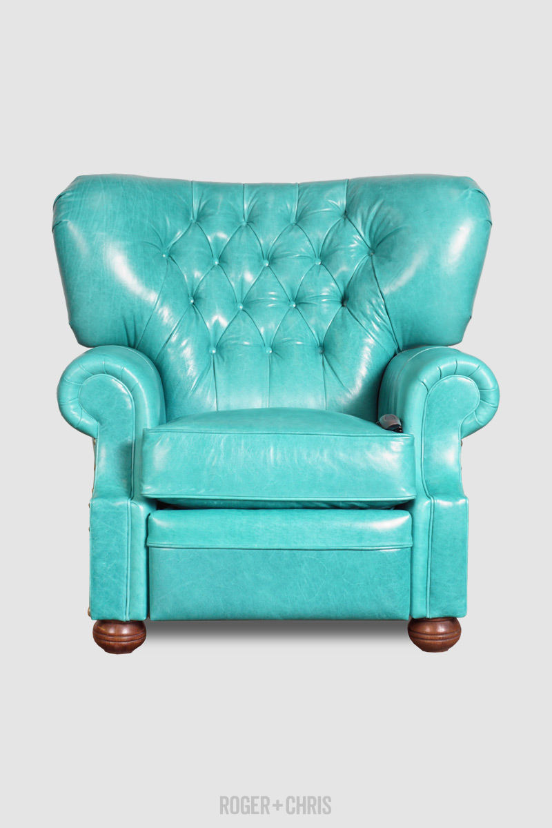 Teal deals leather recliner