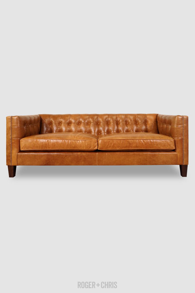 Leather tuxedo deals sofa