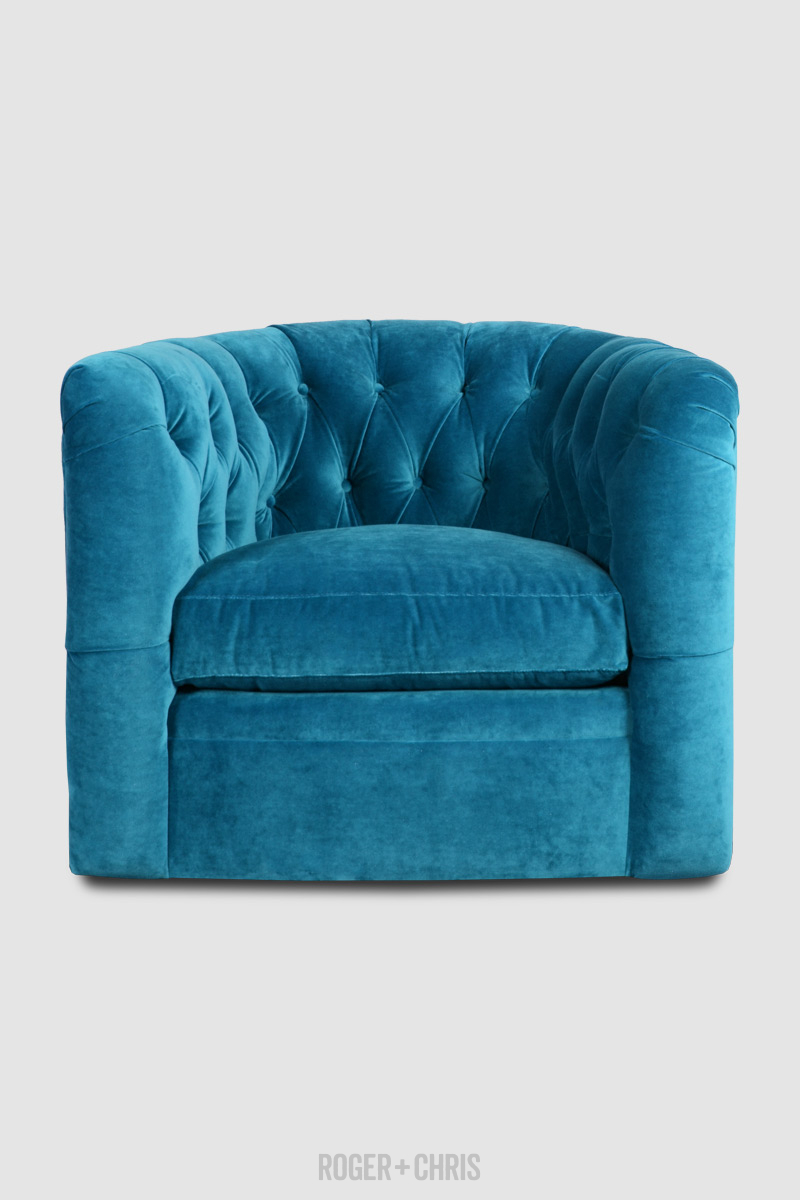 Blue swivel barrel online chair