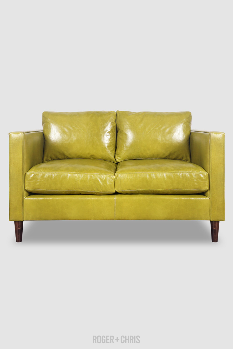 Green leather deals loveseat