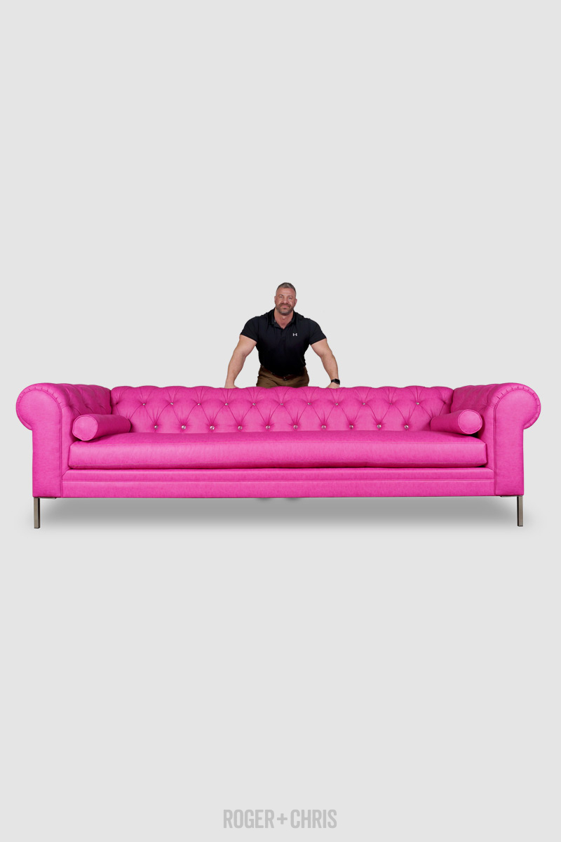 Hot pink deals chesterfield sofa