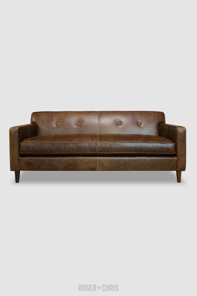 Mid-Century Modern Button-Back Track Arm Sofa