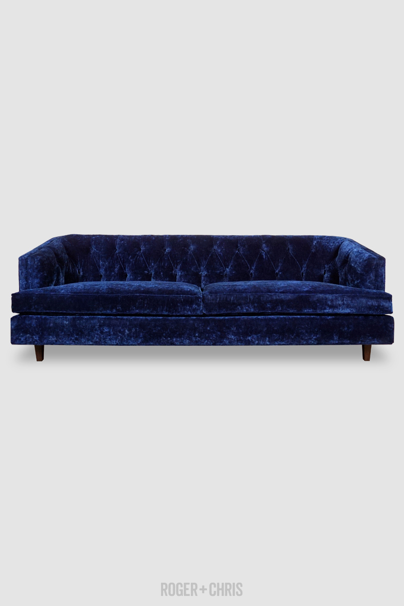 Crushed blue velvet deals couch